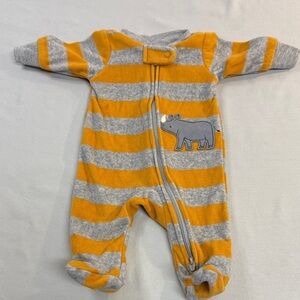 Carter's - Orange and Gray Striped Rhino Footie